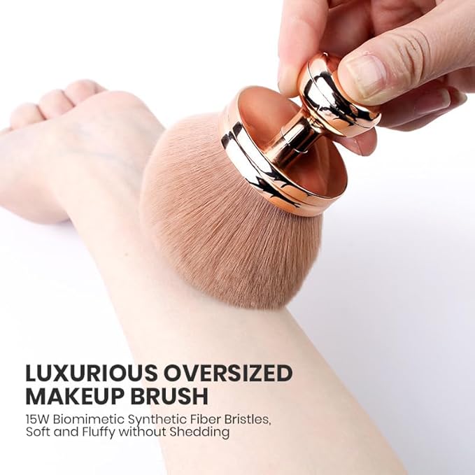 Body Makeup Brush Extra Large Oval Self Tanning Brush Multipurpose 74mm Wide-Headed Self Tanner Kabuki Sunscreen Brush for Legs Body Sunless Tan Streak Free Applicator (Rose Gold)