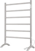 Freestanding Towel Warmer 6 Bars Plug-in Option 3 Working Modes Brushed Stainless Steel 24” W 34” H