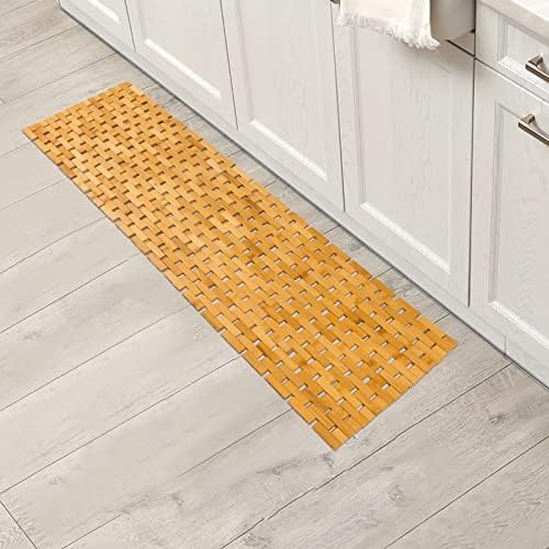 Bambo Bath Mat Bathroom Runner Long Large Rugs Floor Wood Shower Bathtub Waterproof Non Slip Accessories 16x48 Inch Easy to Clean, Natural, 1 pc - Image 6