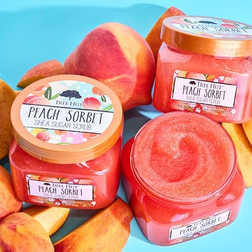 Tree Hut Peach Sorbet Shea Sugar Scrub, Exfoliating, Hydrating & Moisturizing Body Scrub with Shea Butter & Nourishing Essential Oils, Smooth & Soften Skin, 18 oz (Pack of 2) - Image 6