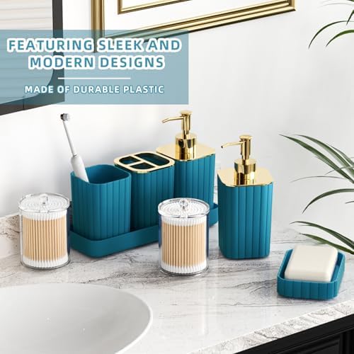 XLHOMO Bathroom Accessories Set - 10PC Gorgeous Teal Bathroom Set - Image 4