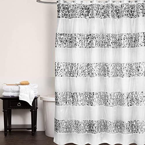 Zahari Home Sinatra Bathroom Shower Curtain Set - 13pc Classic White Shower Curtain & Hooks - Unique Design - Image 5