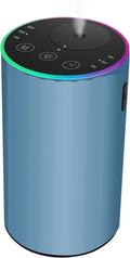 Waterless Essential Oil Diffuser, 7 Colors LED Light, Battery Powered Mini Scent Air Machine, Aromatherapy Mist Diffuser for Home Room Car Office，Black Aluminum Alloy (Black) (Blue)