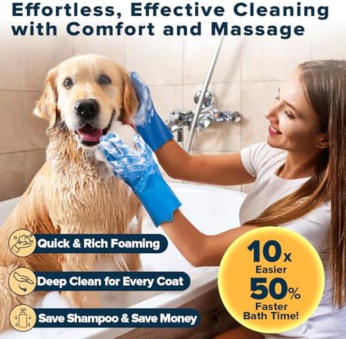 6PCS Grooming & Bath Supplies for Dogs, Cats | Dog Washing Gloves | Dog Bath Brush | Dog Shower Brush | Pet Grooming Gloves | Dog Grooming kit | Pet Supplies for Showerhead & Sprayer (Navy Blue) - Image 2