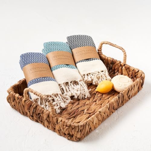 BAY LAUREL Turkish Hand Towel – Pack of 2 | Soft & Absorbent Decorative Towels for Bathroom, Hand, Face, Hair, Gym, Yoga, SPA, Kitchen & Tea | Boho Decor (Black, Diamond 15x26 Inches (Set of 2) - Image 3