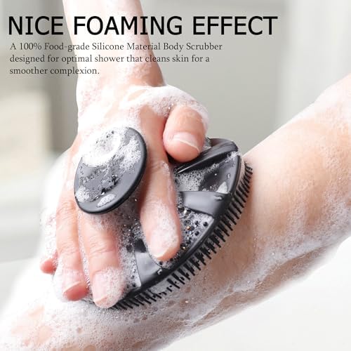 INNERNEED Food-Grade Soft Silicone Body Scrubber Shower Brush, Black - Image 2