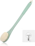 17-Inch Back Scrubber for Shower, Anti-Slip Exfoliating Body Brush for Bath, Gentle Back Brush for Shower for Men, and Women, Cleaning Skin for Smooth, Glowing Skin (Pea Green)