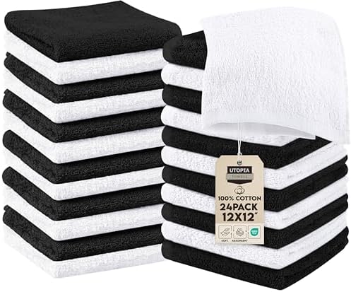 Utopia Towels 24 Pack Washcloths, 12x12 in, 100% Cotton, Variety by UTOPIATOWELS