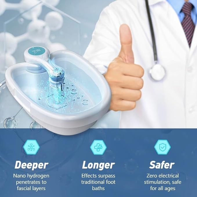 Ionic Foot Bath Detox Machine, Portable Pedicure Spa Bath Massager, Feet Soaking Tub for Home, Personal Relaxation & Cleanse Bio-Energizer, Includes 2 Arrays, 1 Acupoint Massage Roller & 2 Sea Salts
