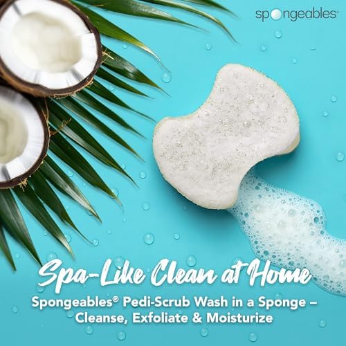 Spongables Pedi Scrub Foot Exfoliating 20+ Wash Sponge, Coconut Colada, 3 Count - Image 2