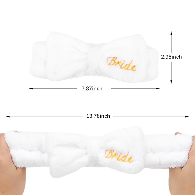 Semato Bachelorette Party Favor Set Bride and Bridesmaid Spa Headband Skincare Headbands for Women Gifts and Party Supplies (1 bride+7white)