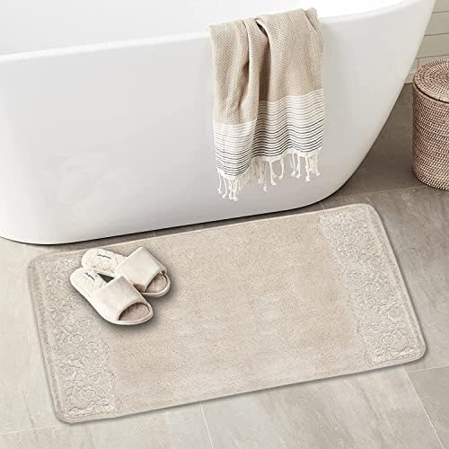 Zahari Home Rose Vine Bathroom Rug Luxury Bath Rug Washable Beautiful Shower Mat Unique Design Stylish Beige Bath Bath Rug Shower Tub Decor - Image 2