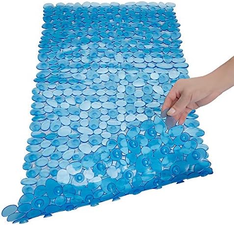 Pebble Shower Mat Non Slip Tub Mat 35"X16" with Suction Cups,Clear Blue by HOME