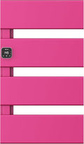 Electric Towel Warmer, Heated Towel Rack with Thermo Control and Timer, Fast Heating Towel Rail for Bathroom with Memroy Function, Work with Smart Plug, Left-Wiring, 4 Panel, Pink