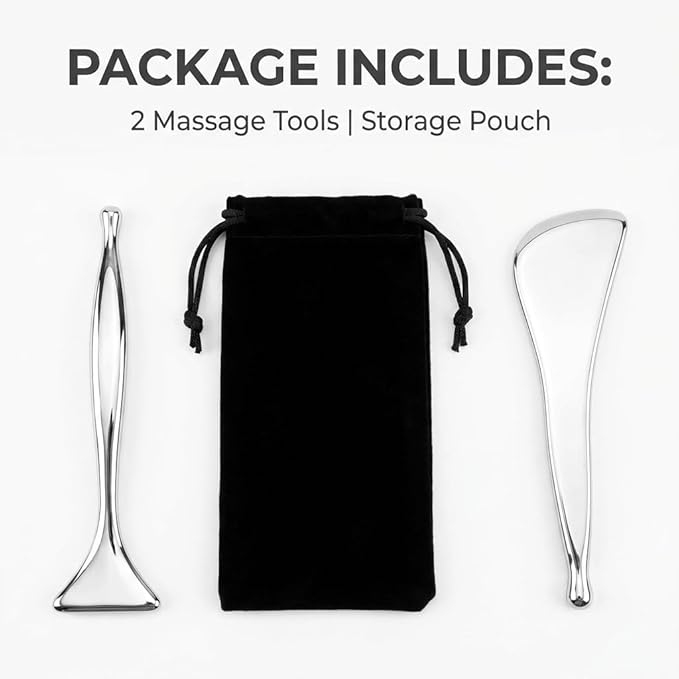 2-Pack 2-in-1 Acupressure Massage Pen Set, Stainless Steel Gua Sha Scraper & Dual-Ended Fascia Release Tools, Large & Precision Massager Pens for Muscle, Neck, Face & Body Relief