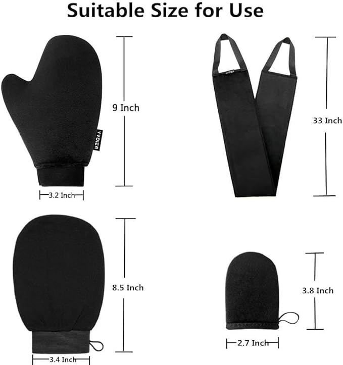 Yvoier Self Tanning Mitt Applicator Kit 4 in 1 Self Applicator Set with Exfoliating Glove,Tan Mitt Applicator, Tanning Back Lotion Applicators for Your Back,Face Mitt for Tanning Lotion, Spray, Mousse