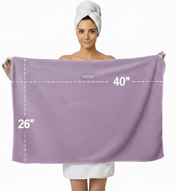 KEEPOZ Cotton Hair Towel Quick Dry Hair Towel Hair Drying Towels Suitable for All Kinds of Hair Ultra Absorbent Long and Thick Hair 26X40inch (Lilac)