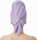 KEEPOZ Cotton Hair Towel Quick Dry Hair Towel Hair Drying Towels Suitable for All Kinds of Hair Ultra Absorbent Long and Thick Hair 26X40inch (Lilac)
