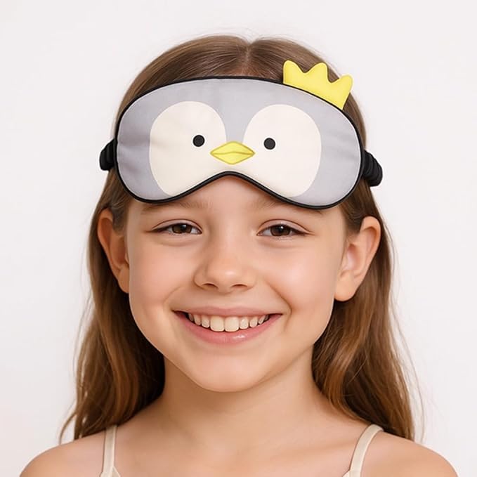 Orose Kids Silk Sleep Mask Cute Adjustable Original Design for Boys & Girls, Double-Sided Mulberry Silk, Cartoon Pattern, Toddler Eye Mask (Bird)