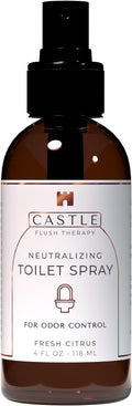 Castle Flush Therapy Neutralizing Toilet Spray | Odor Control: Mist Over The Water Surface, Go, Then Flush | Bathroom Freshening Spray | Neutralizes Odors at the Source | Fresh Citrus | 4 oz