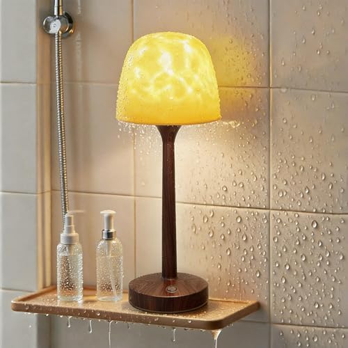 Shower Lamp - Waterproof Bathroom Lamp Ocean Wave Projector, Walnut Grain by Funlenry