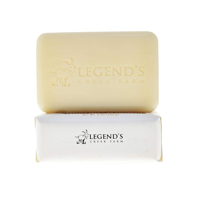 Legend's Creek Farm Goat Milk Soap - Triple Milled Cleansing Moisturizing Bar for Hands and Body - 9 Oz Creamy Lather, Nourishing, Natural Soap for Sensitive Skin (Unscented, Pack of 2)