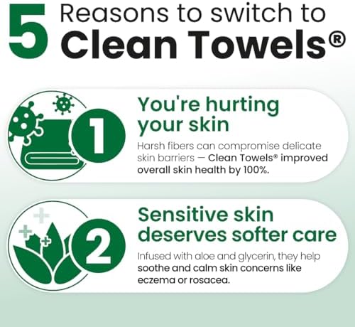 CLEAN SKIN CLUB Sensitive Skin Clean Towels® XL, Ultra-Soft Disposable Face Dry Wipes Infused with Aloe & Glycerin, XL - 1 Pack (50 count) - Image 4