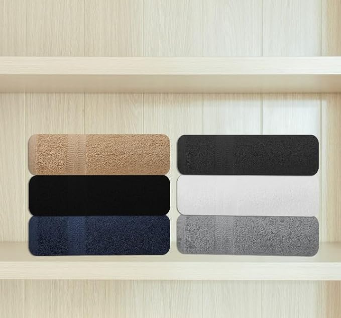 Medium Bath Towels Pack of 6 – 24x48 Inches – Soft, Quick Dry & Highly Absorbent – 100% Cotton Towels for Bathroom, Spa, Gym & Hotel – Multi Assorted