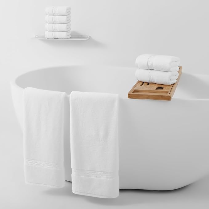 REDKISS 2 Pack 70"x35" Extra Large Cotton Bath Sheets - Soft Quick-Drying, Full Coverage for Tall or Plus Size Body Shower Towels for Bathroom, Pool & Yoga, Lightweight & Absorbent, White