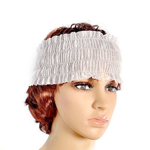 Disposable Facial Spa Headbands Individual Wrapped 100 Count White