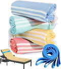 Genovega 4 Packs Cotton Turkish Beach Towels Set Bulk Oversized Extra Large Quick Dry Sand Free Bathroom Pool Swim Towel for Adult Travel Essentials Cruise Accessories Must Haves Clearance Multipack by genovega