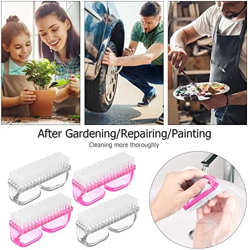 Larbois Handle Grip Nail Brush, Hand Fingernail Brush Cleaner Scrubbing Kit Pedicure for Toes and Nails Men Women (4 Pack) - Image 4