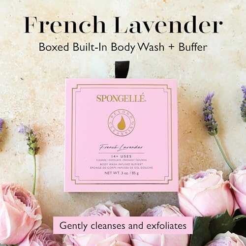 Spongellé French Lavender Wild Flower Bath Sponge with Box for Mothers Day Gift | Built-in Body Wash & Body Scrubber, Shower Loofah Sponge for Women | 14+ uses - Image 2
