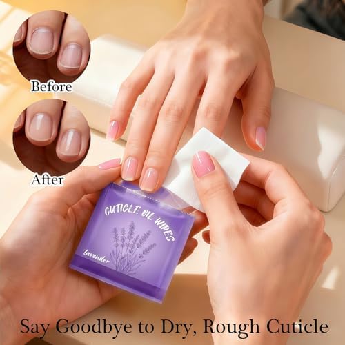 NovaCharm 100Pcs Cuticle Oil for Nails, Individually Packaged Lavender Scented Nail Care Pads for Moisturizing Cuticles -Wipes for Travel & Mini Cuticle Oil Bulk for Salon Use, Easy to Use - Image 4