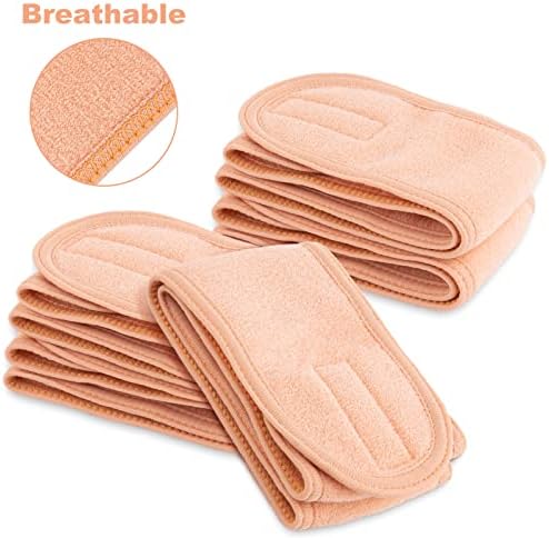 Whaline Spa Facial Headband 4 Packs Head Wrap Terry Cloth Headband Adjustable Stretch Towel for Bath, Makeup and Sport (Living Coral) - Image 4