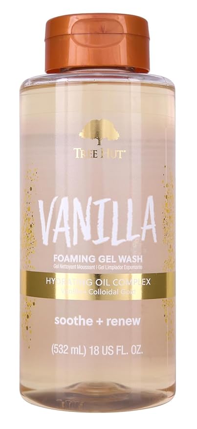 Tree Hut Vanilla Foaming Gel Wash, Mothers Day Gifts, Moisturizing & Hydrating Body Wash with Shea Butter, Gently Cleanses for Soft, Fresh & Radiant Skin, 18 fl oz