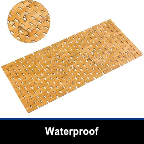 Bath Mat Bathroom Runner Long Large Rugs Floor Wood Shower Bathtub Waterproof Non Slip Accessories 16x34 Inch Easy to Clean, Natural, 1 pc - Image 2