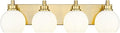 Bathroom Light Fixtures, 4 Light Brushed Gold Vanity Light, 26 Inch Modern Wall Sconces with Globe Milk White Glass Shade, Vanity Lighting Fixtures Over Mirror, VL195-BG-ML-4