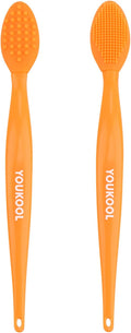 Pore Cleansing Silicone Facial Brush | Face Scrubber & Massager for Blackhead & Whitehead Removal, Sebum Reduction, Gentle Exfoliation & Clearer Skin | Suitable for All Skin Types,Orange,2pc