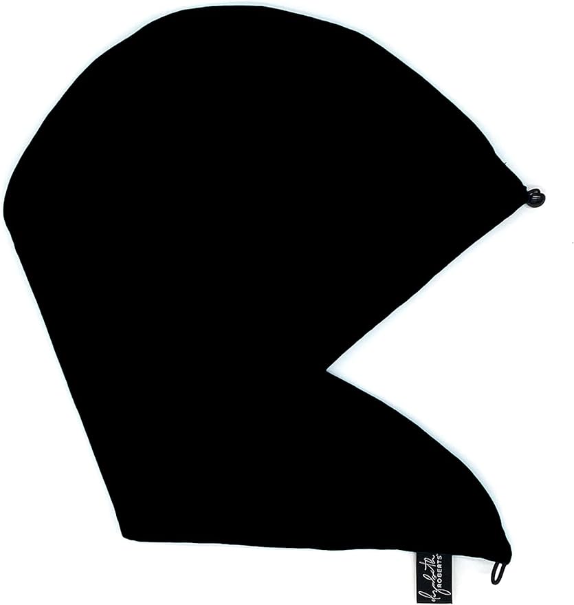 Elizabeth Roberts 100% Cotton T Shirt Hair Towel Wrap Plopping Essential Turban Style Hair Drying Towel for Women and Men All Hair Types and Styles, Black