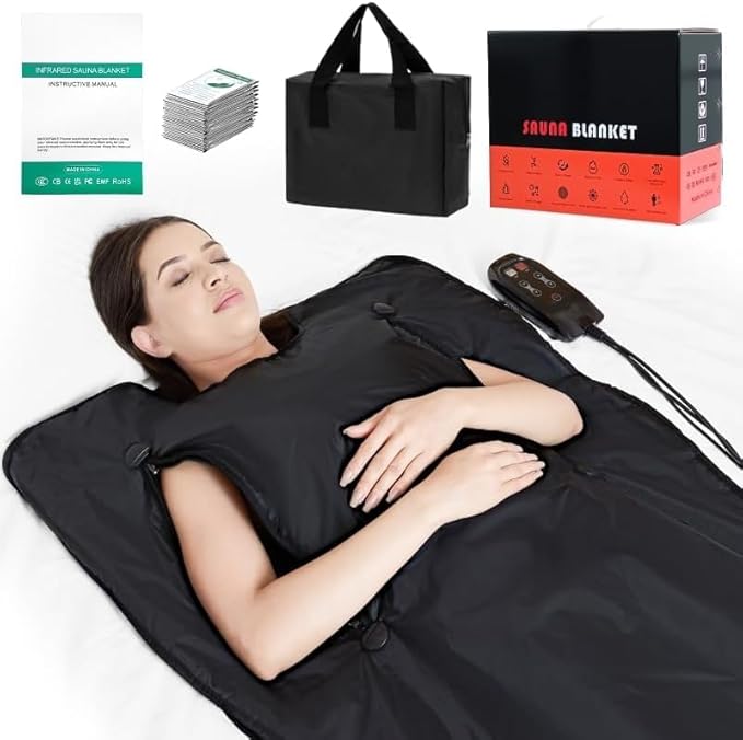 Infrared Sauna Blanket for Home: Portable Full Body Detox Wrap with Deep Heat Relaxation - Adjustable 86-176°F Far Infrared Therapy 20-60 Min Timer Waterproof Foldable Design 71 x 31.5 Inch