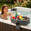 Hot Tub Table Tray with Adjustable Phone Holder, Nonslip Bathtub Table Tray, Between 2.4-7.4" Hot Tub Accessories for Adults with 2 Cup Holders, Clip-on Pool Side Table for Above Ground Bathtub (Gray) by Unknown