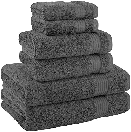 Cotton Paradise Towel Set of 6, 2 Bath Towels, 2 Hand Towels and 2 Washcloths Towels for Bathroom Sets, Smoke Gray - Image 5