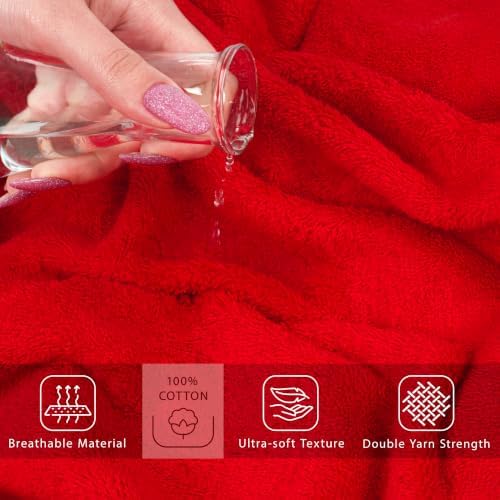 Cotton Paradise 100% Cotton Turkish Towel Set, Soft Absorbent Quick Dry, 2 Piece 35x70 Bath Sheet Set, Red - Image 4