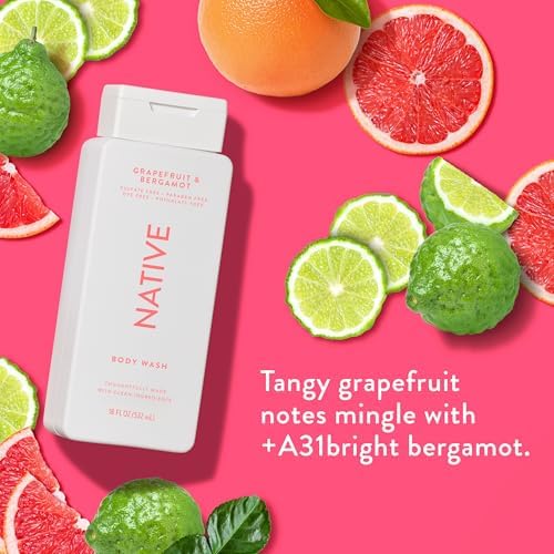Native Body Wash Contains Naturally Derived Ingredients | For Women & Men, Sulfate, Paraben, & Dye Free Leaving Skin Soft and Hydrating | Grapefruit & Bergamot 18 oz - Image 4