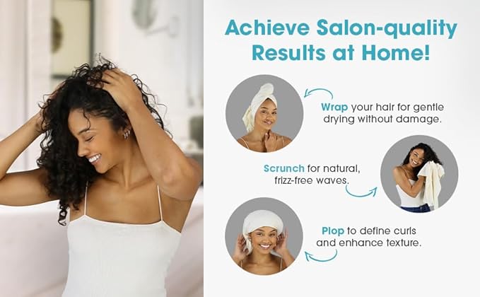 Hair RePear The Ultimate Hair Towel – Generous 29" x 45" Premium Cotton Hair Towel, Anti-Frizz Microfiber Alternative, Reduces Breakage, Gentle Fast Drying, No-Slip Fit, Natural Greige