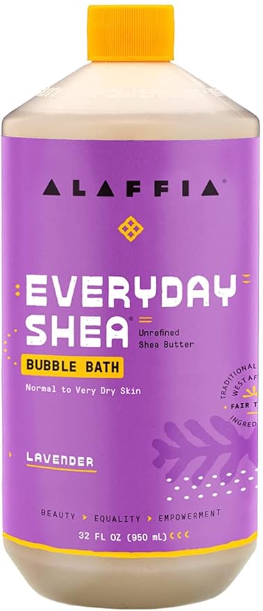 Alaffia Bubble Bath, Lavender 2-Pack – Long-Lasting Bubbles with Moisturizing Shea Butter, 32 Fl Oz