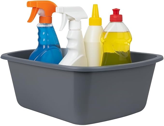 Vakly Wash Basins – Rectangular Plastic Hospital Bedside Soaking Tub - Small 7 Qt Graduated Bucket - Portable Washbasin for Washing, Cleaning, Foot Bath, Dishes, Face Cleansing Bowl (6)