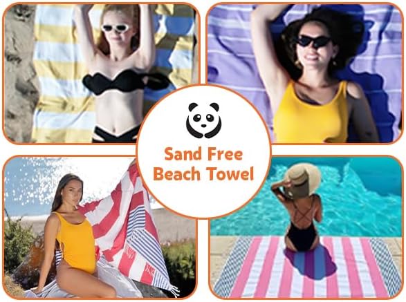 HAVLULAND Turkish Beach Towels, Oversized 40"x72" Turkish Bath Towel, Highly Absorbent Quick Dry Sand Free Beach Towels for Beach Pool Spa Gym Yoga Travel Camping Picnic Blanket - White