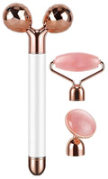 DANGSHAN 3-in-1 Electric Jade Roller 3D Roller Facial Roller & Face Massager, Rose Quartz